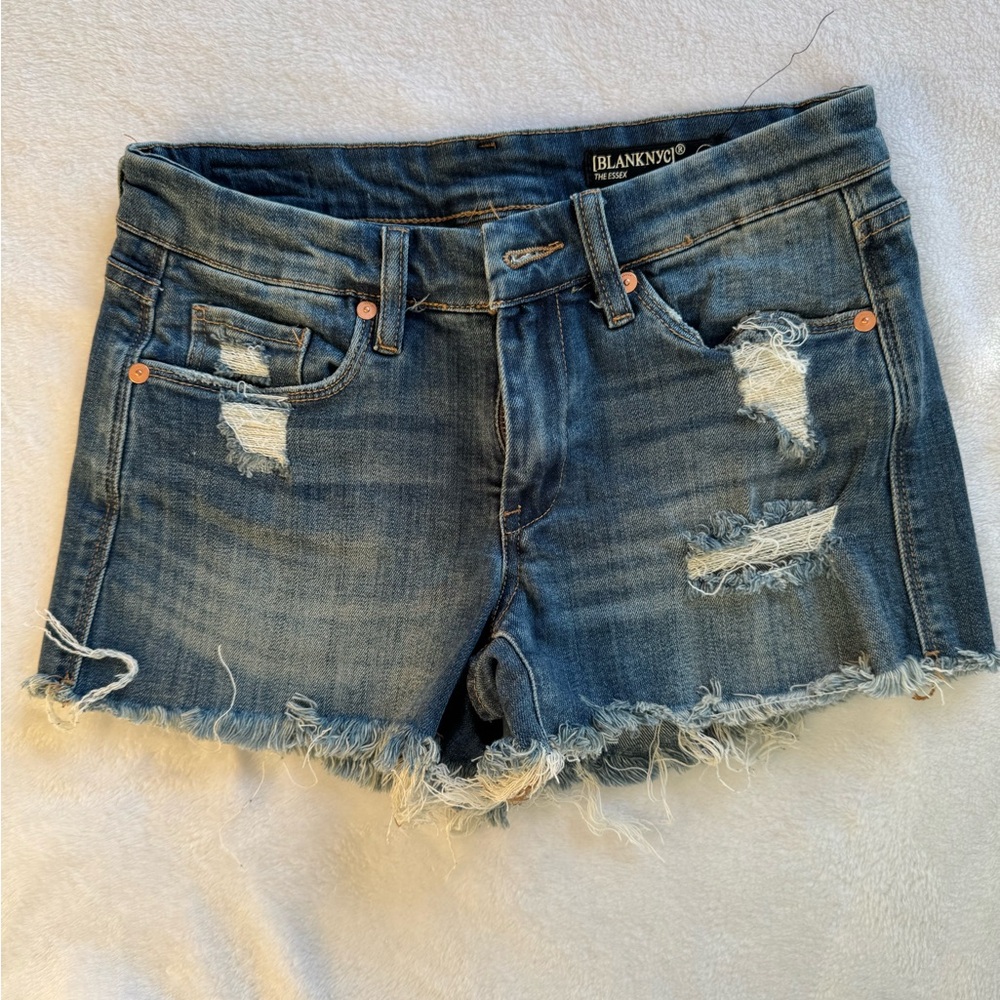 Blank NYC Women's Blue Distressed Denim Shorts